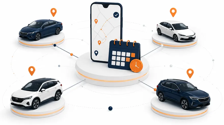 Réservation en ligne reliée à plusieurs voitures de location partout en Tunisie